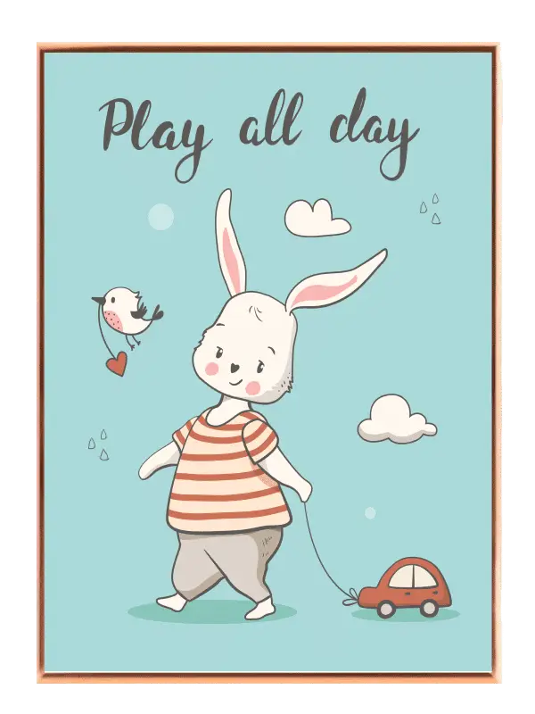 Playful Bunny And Bird Plakat