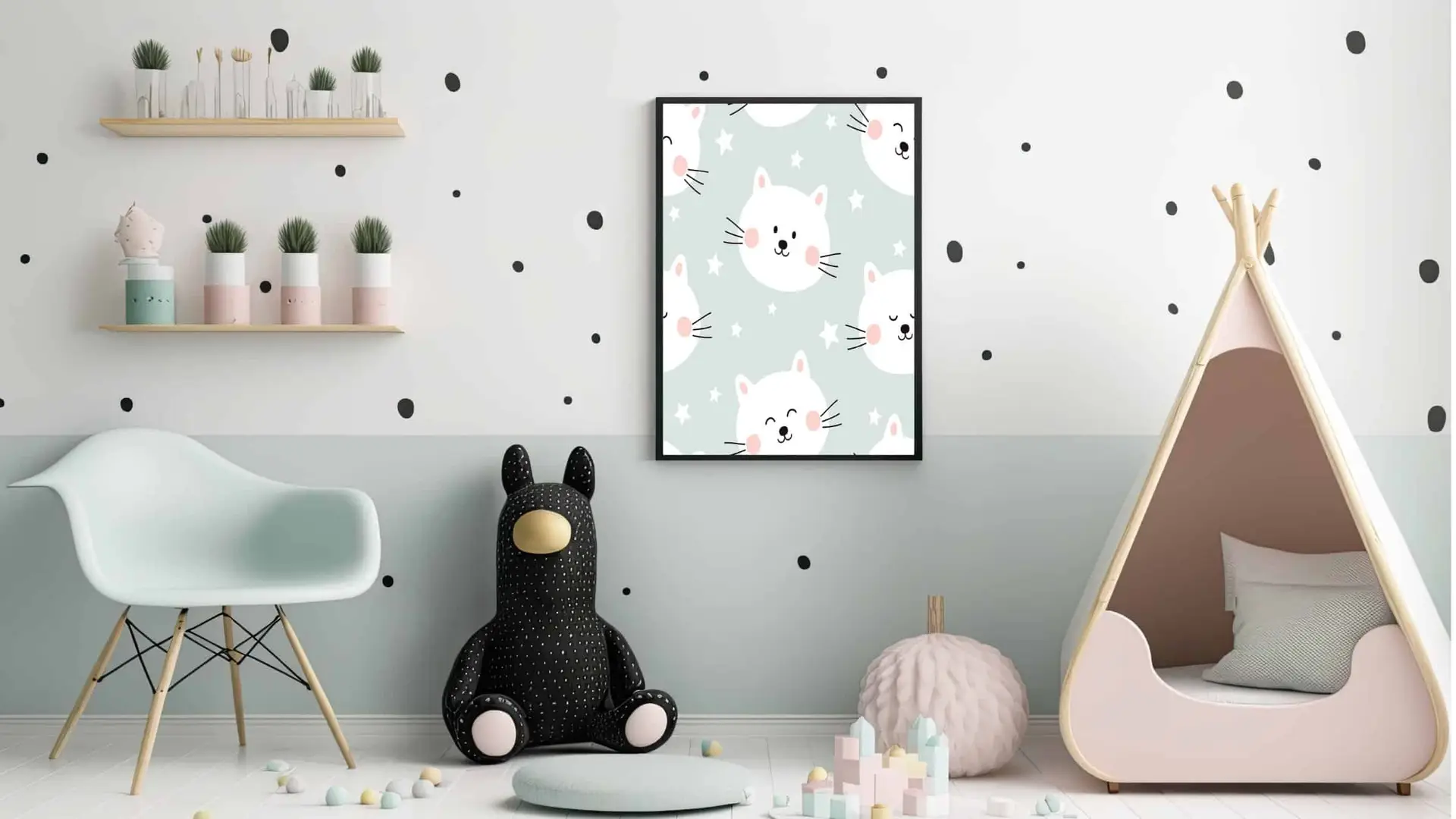Gentle Happy Cat Faces Plakat