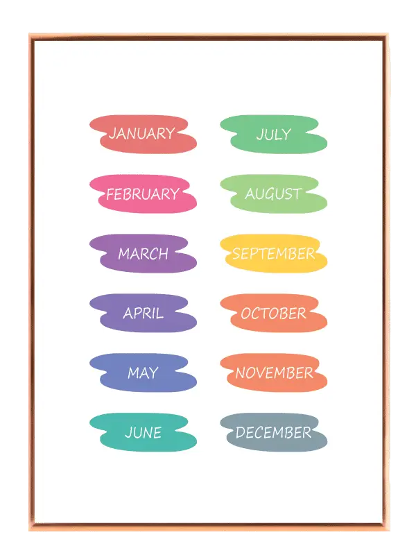 Playful Colorful Months Chart Plakat