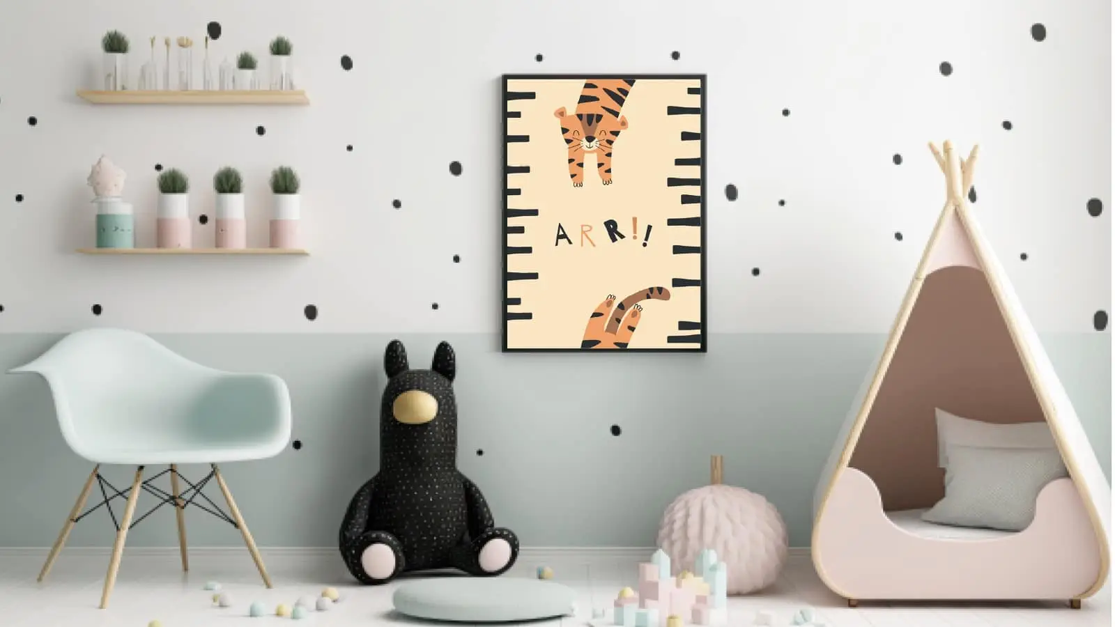 Playful Tiger Growth Chart Kids Room Plakat