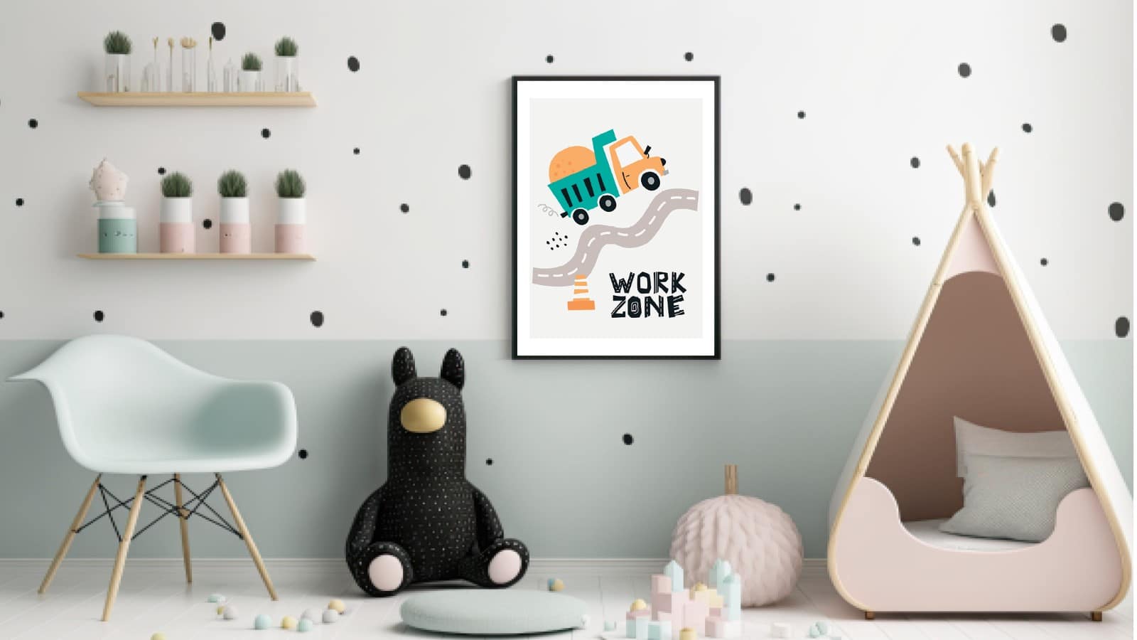 Playful Construction Dump Truck Plakat