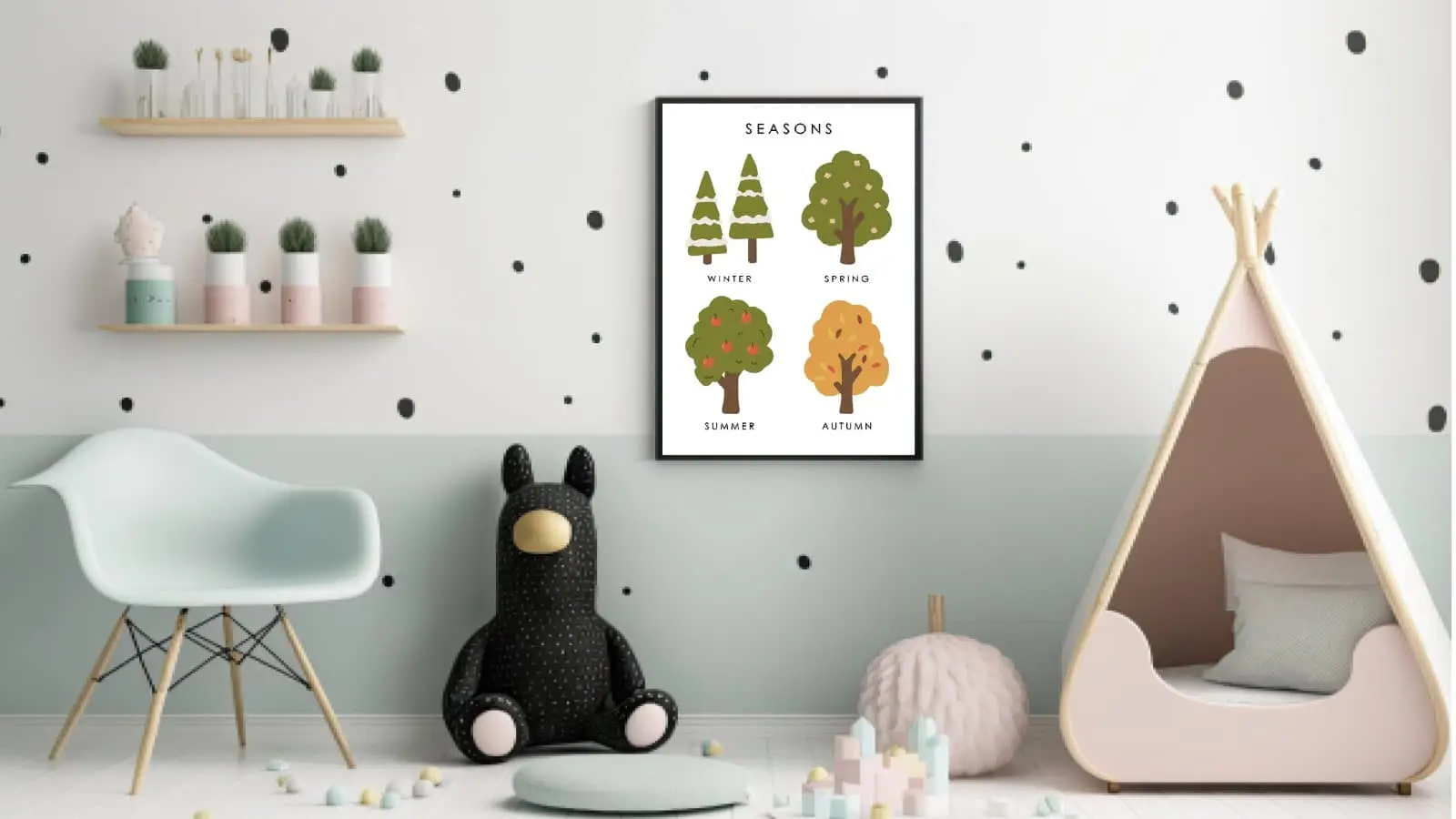 Playful Seasonal Tree Cycle Plakat