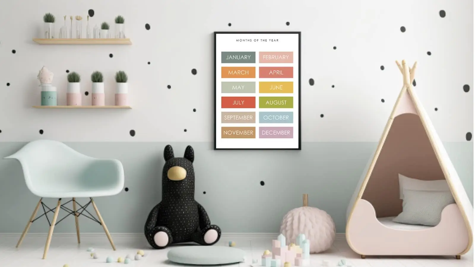Colorful Months Learning Chart Plakat