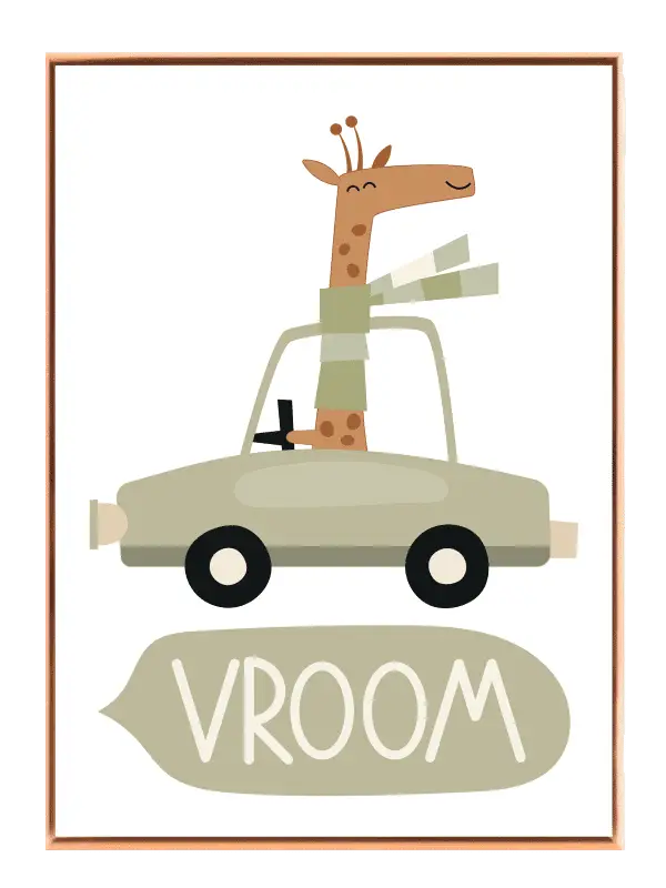 Playful Giraffe Driving Car Plakat