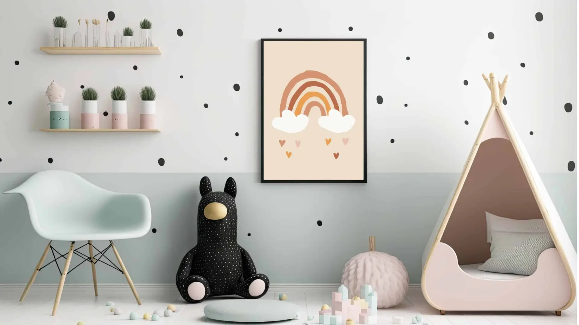 Gentle Rainbow With Hearts Plakat
