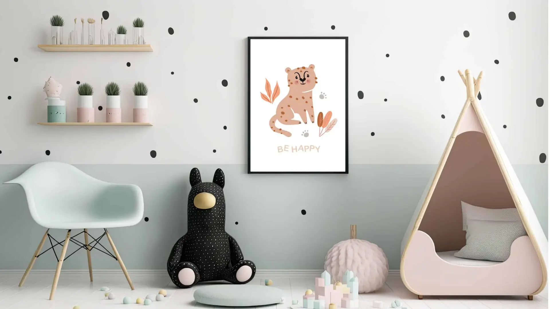 Happy Playful Leopard Plakat