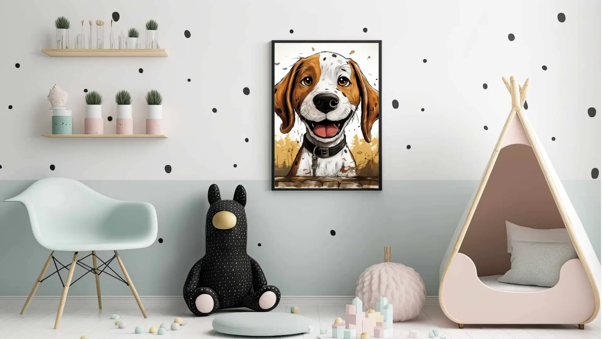 Playful Puppy Portrait Plakat