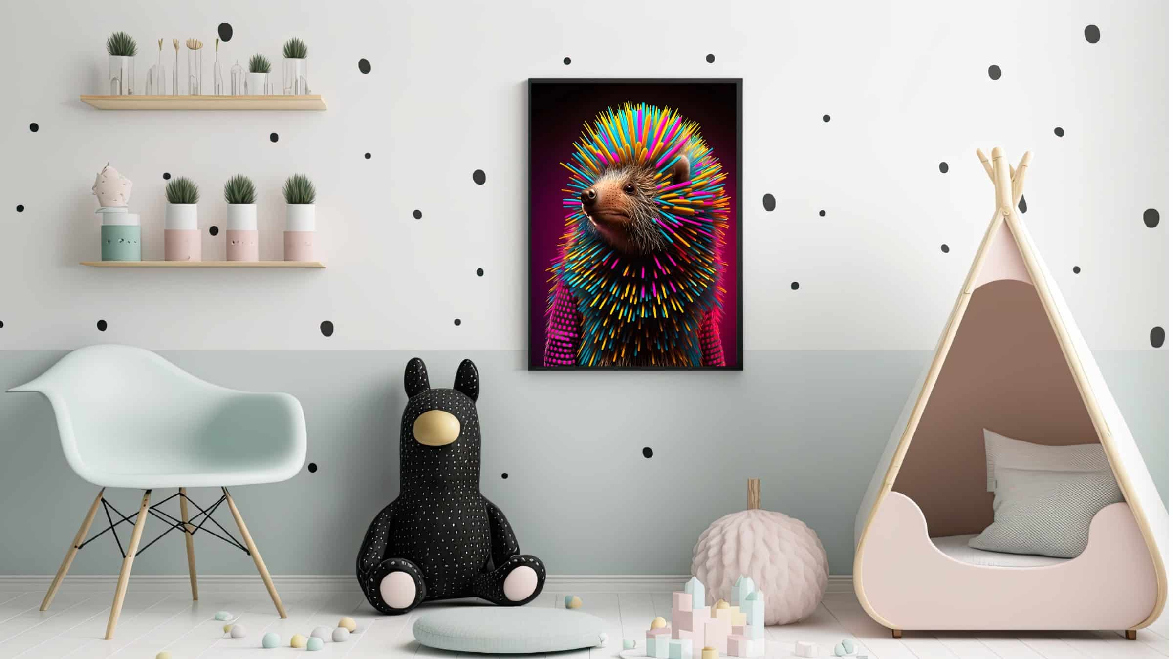Colorful Curious Hedgehog Plakat