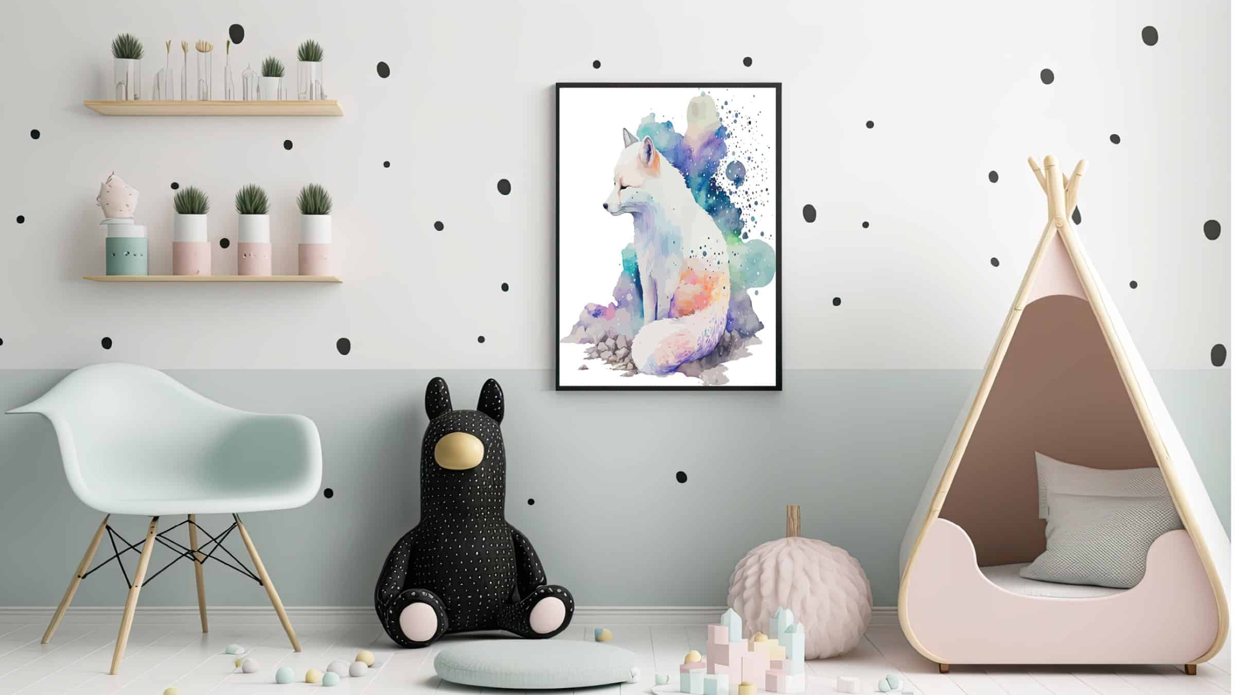 Dreamy Arctic Fox Illustration Plakat