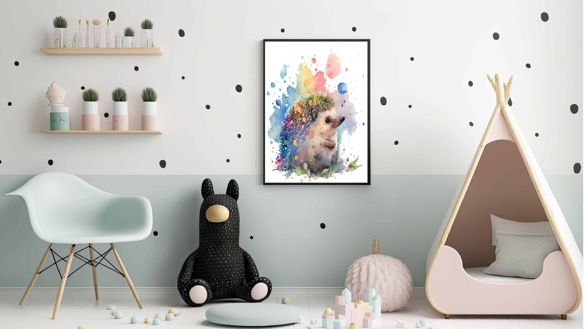 Playful Hedgehog Watercolor Plakat