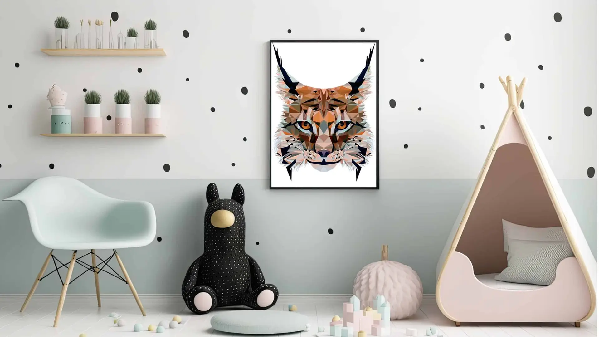 Curious Lynx Geometric Plakat