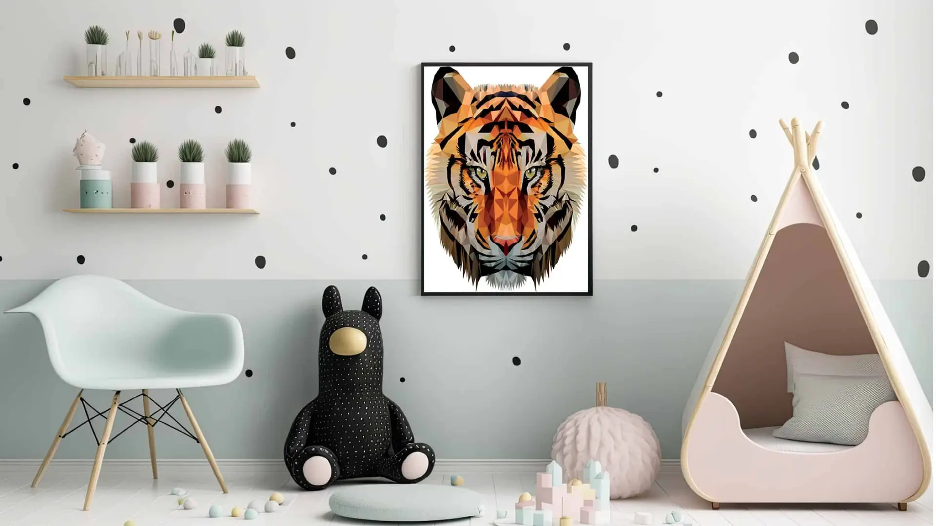 Brave Geometric Tiger Face Plakat