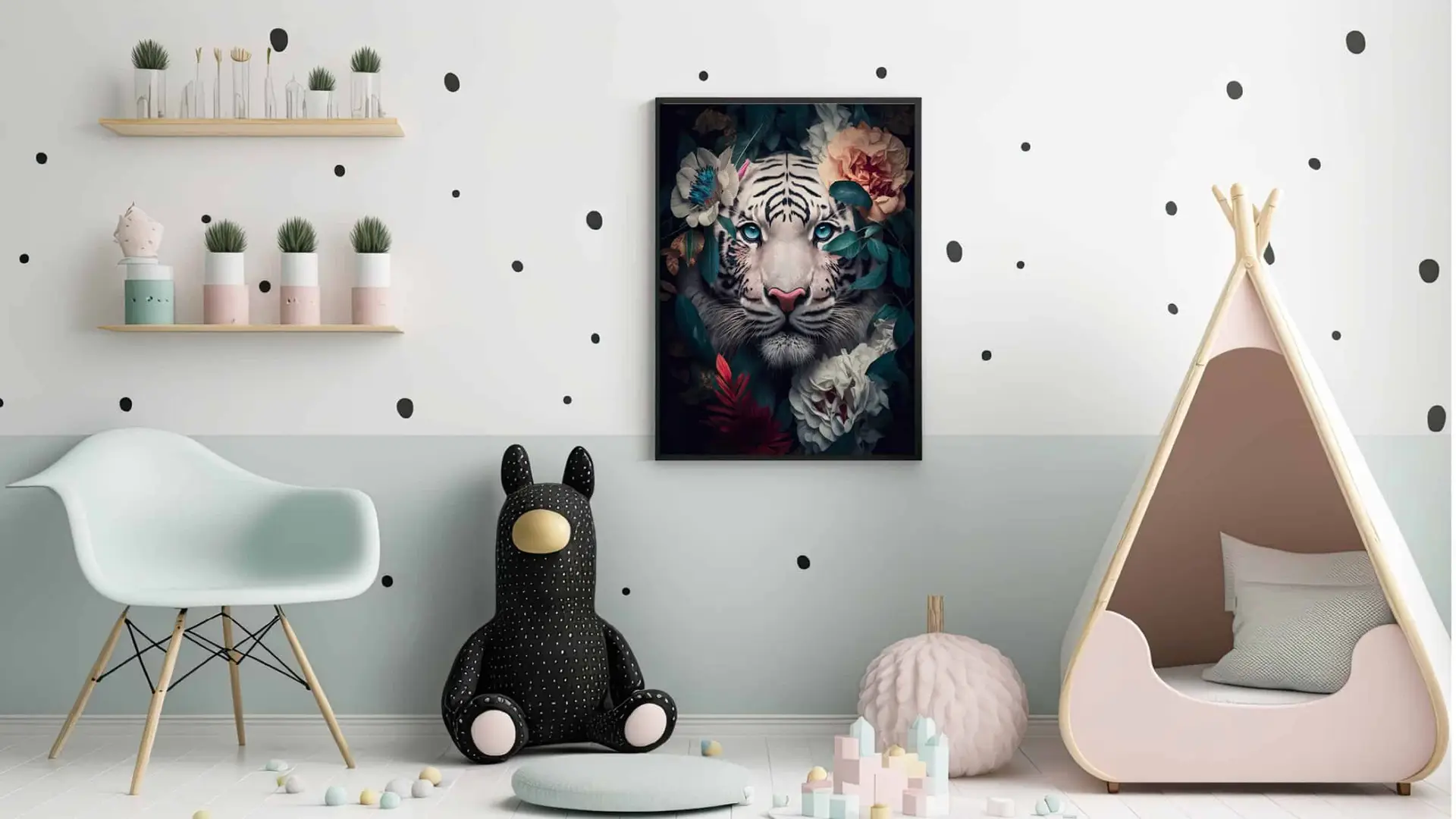 Curious White Tiger Face Plakat
