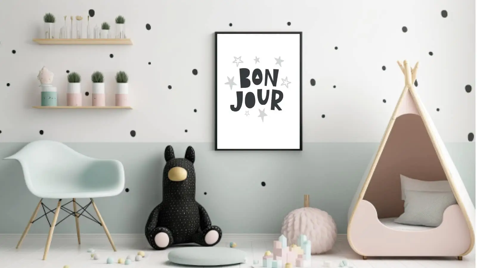 Playful Bonjour Greeting Stars Plakat