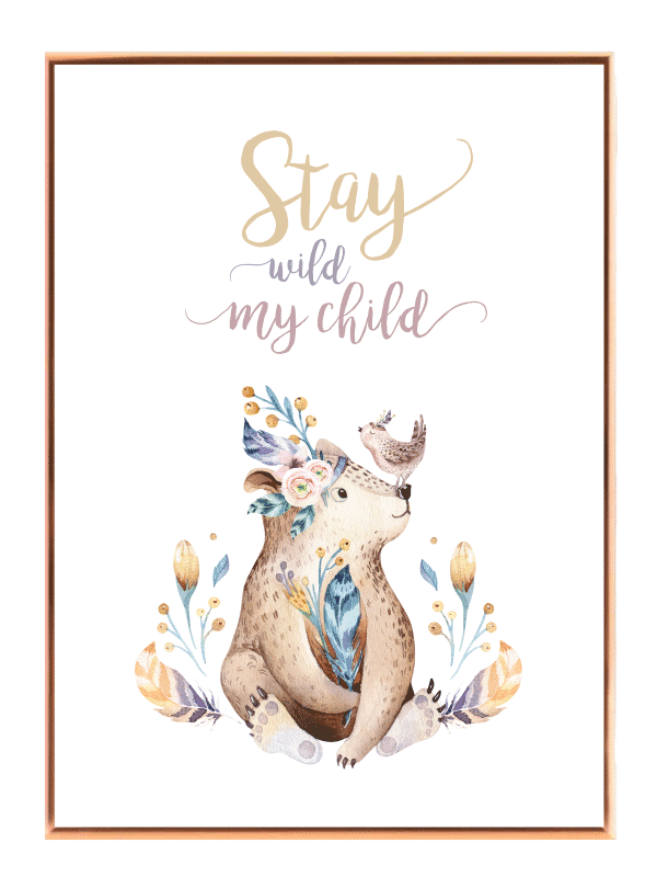 Gentle Bear With Bird Plakat