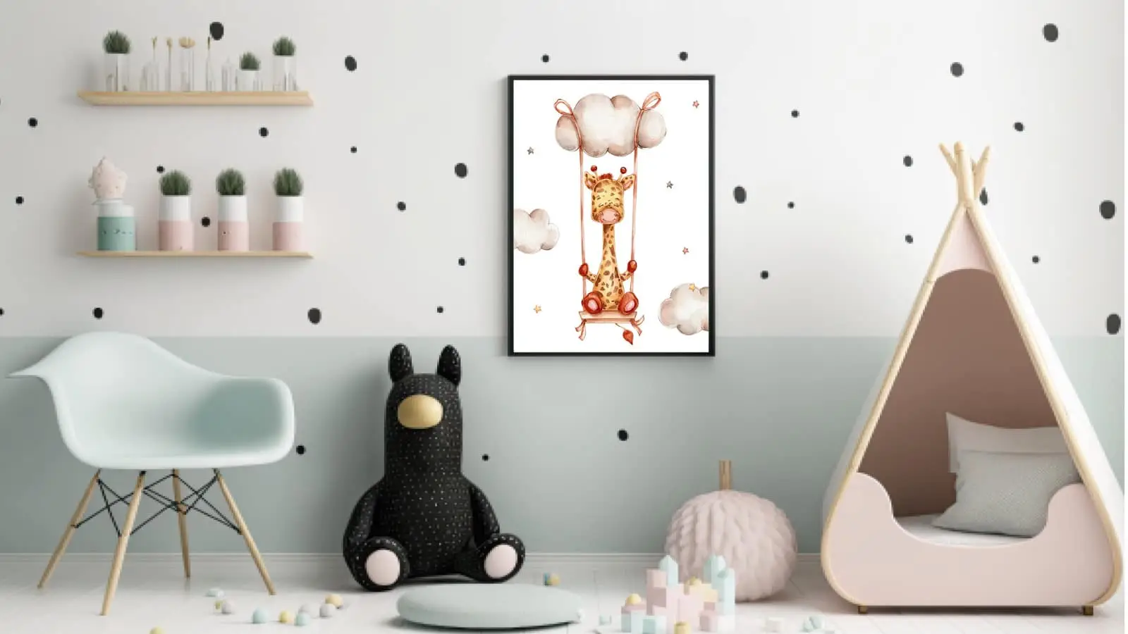 Gentle Giraffe Swing Dreamy Plakat