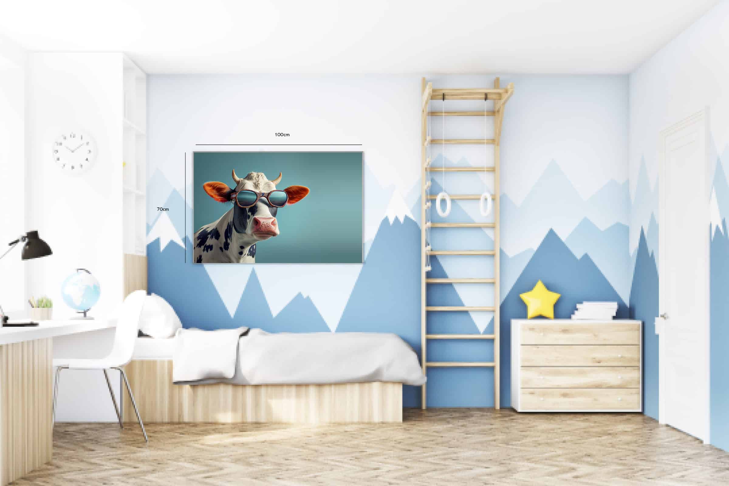 Playful Cow With Sunglasses Kids Room Plakat