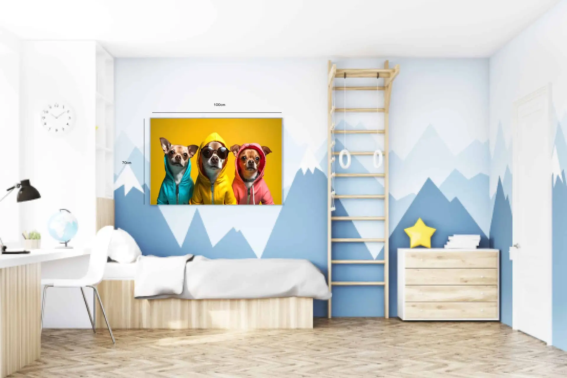 Playful Dogs In Colorful Hoodies Plakat