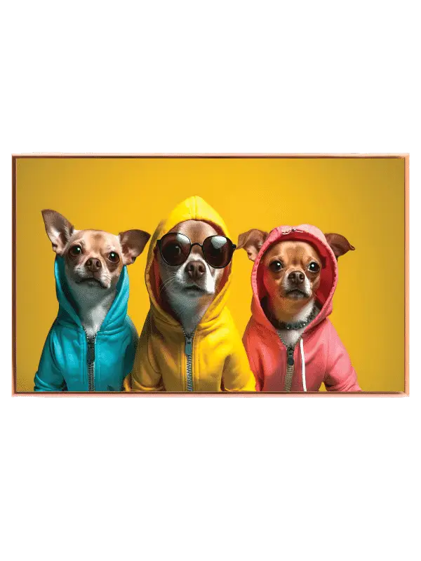 Playful Dogs In Colorful Hoodies Plakat