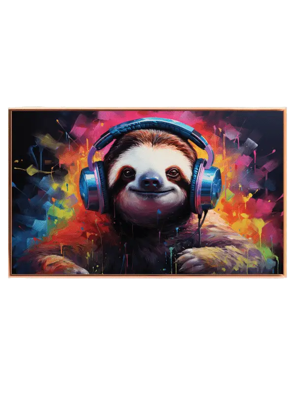 Playful Sloth With Headphones Plakat