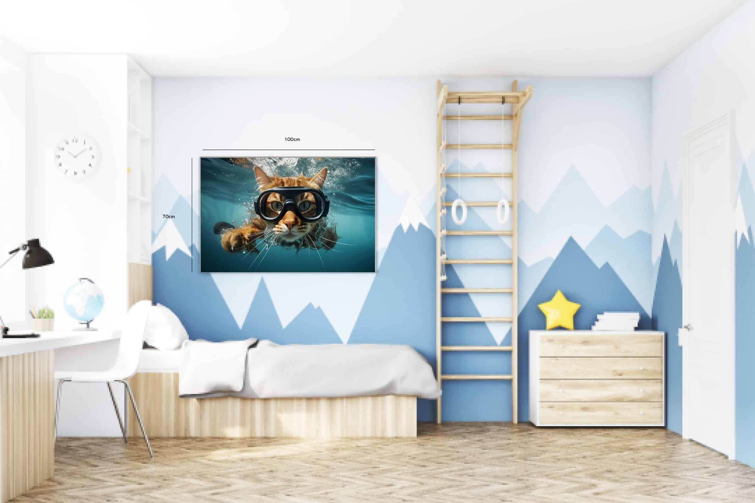 Playful Cat Underwater Adventure Plakat