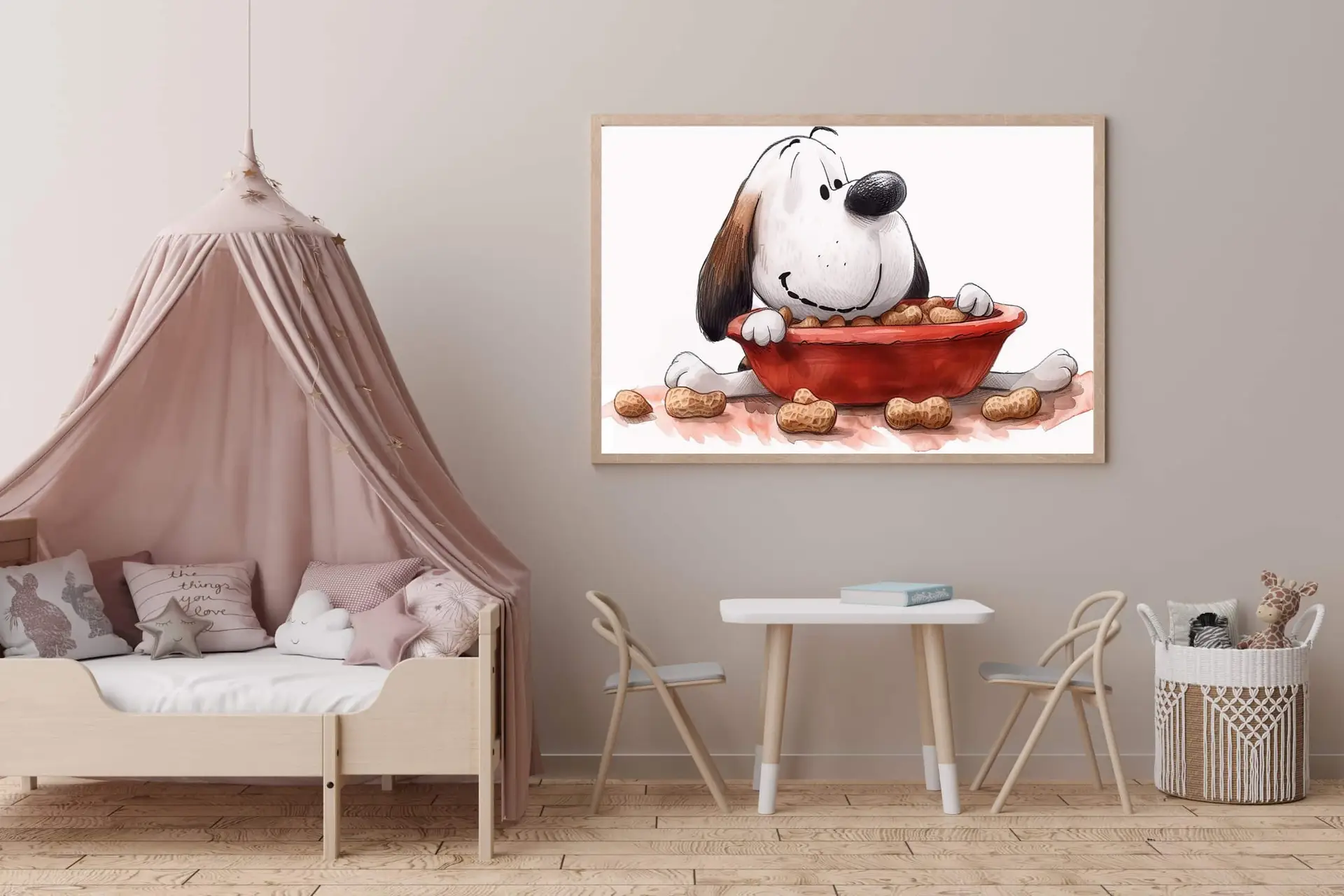 Playful Puppy With Peanuts Plakat