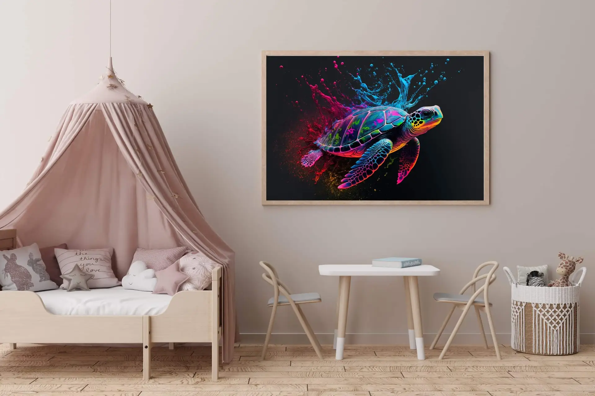 Vibrant Splash Sea Turtle Plakat