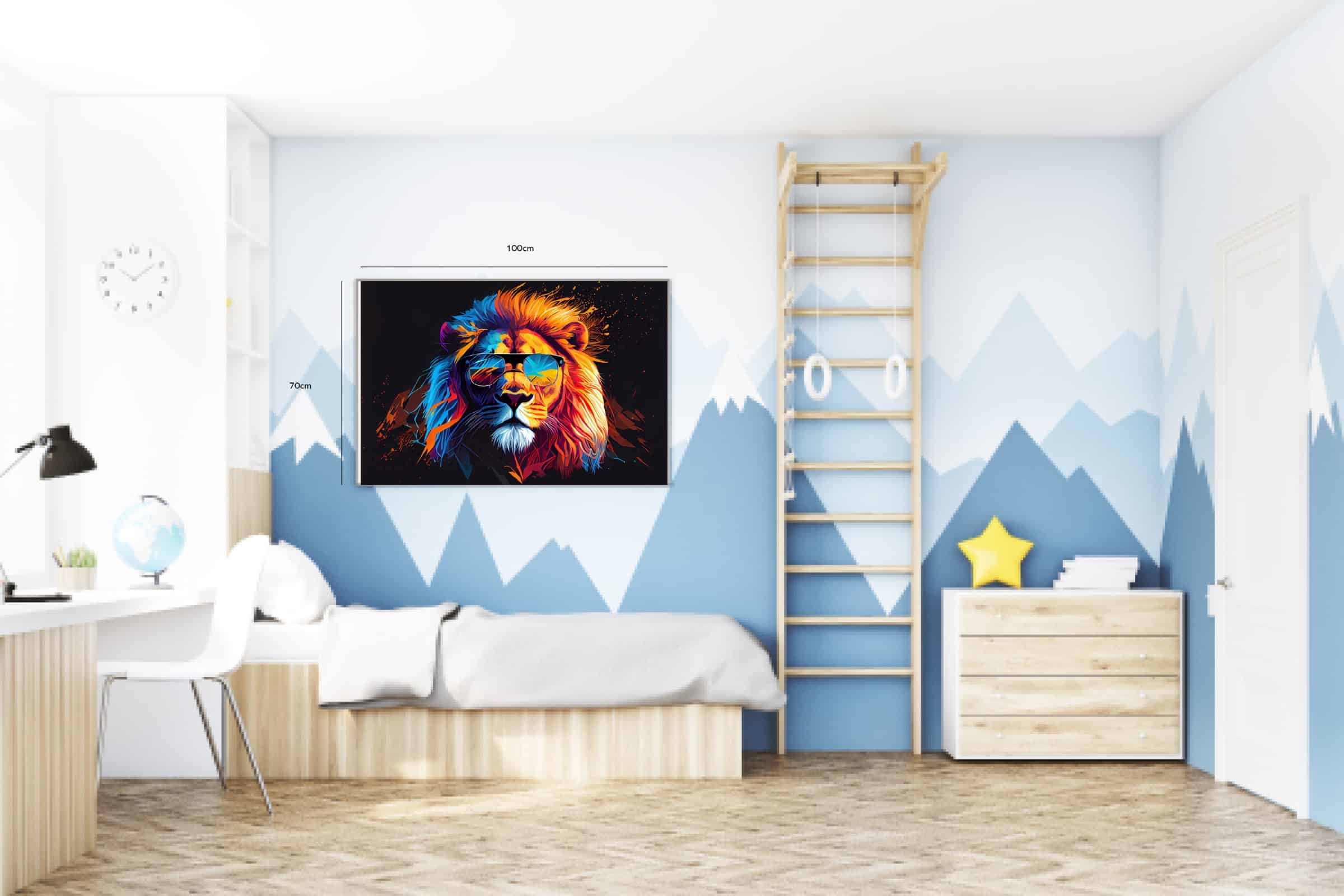 Vibrant Cool Lion Portrait Plakat