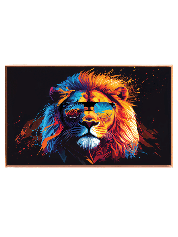 Vibrant Cool Lion Portrait Plakat