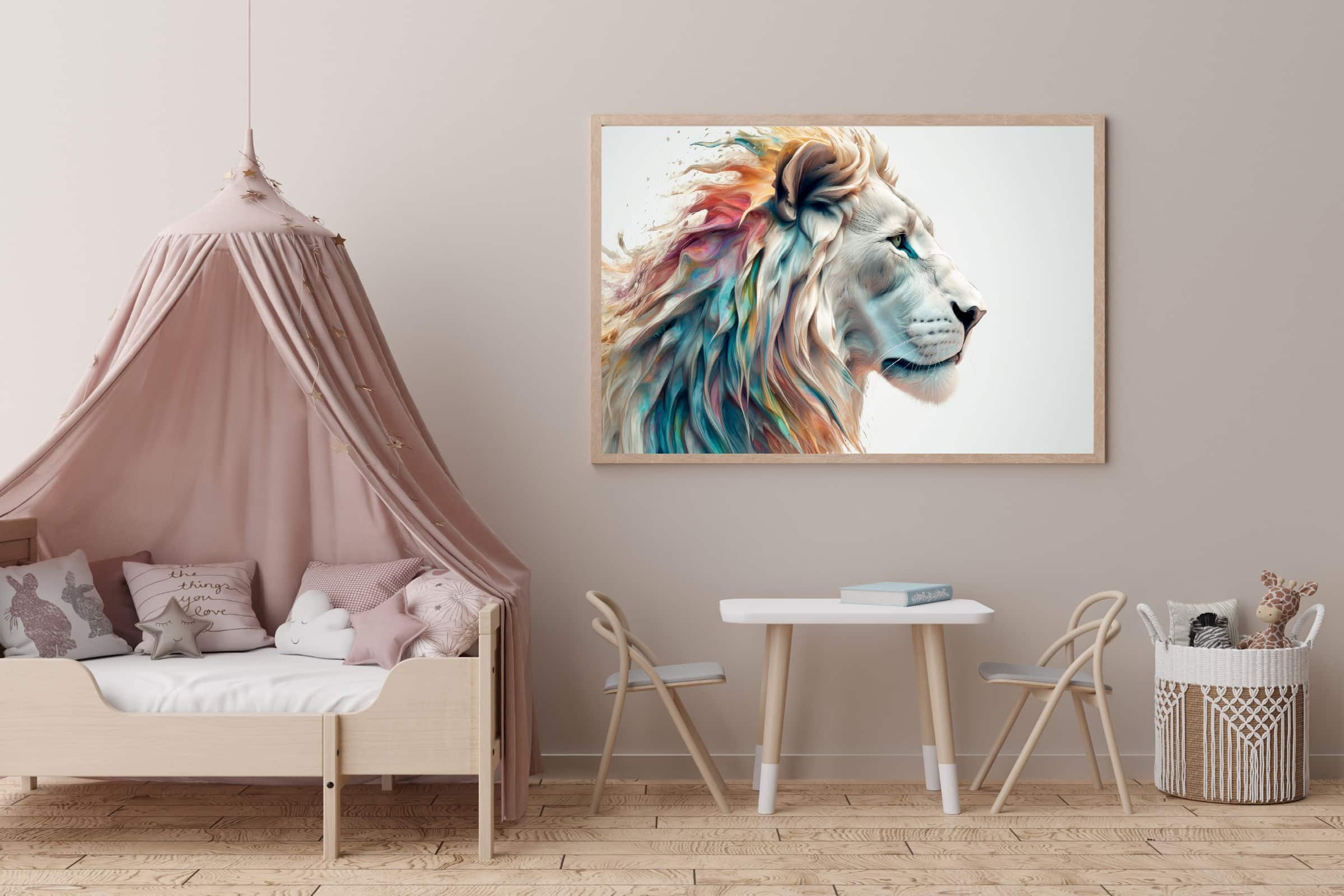 Majestic Colorful Lion Portrait Plakat