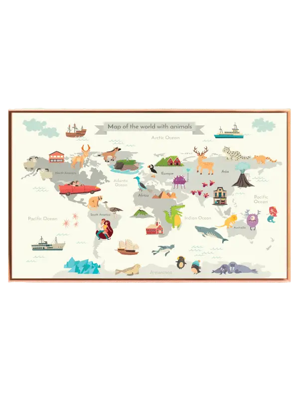 Playful Animal World Map Plakat