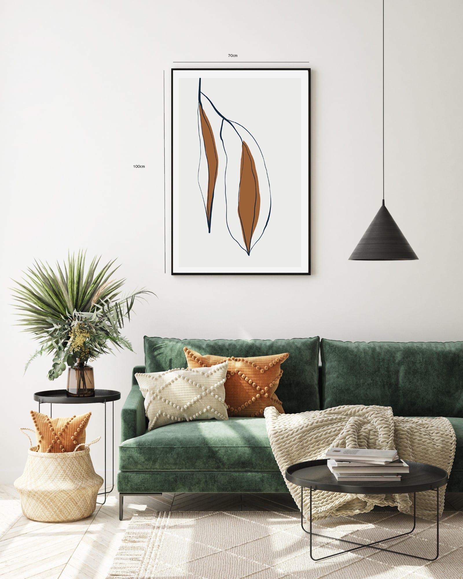 Curved Leaf Contours Plakat