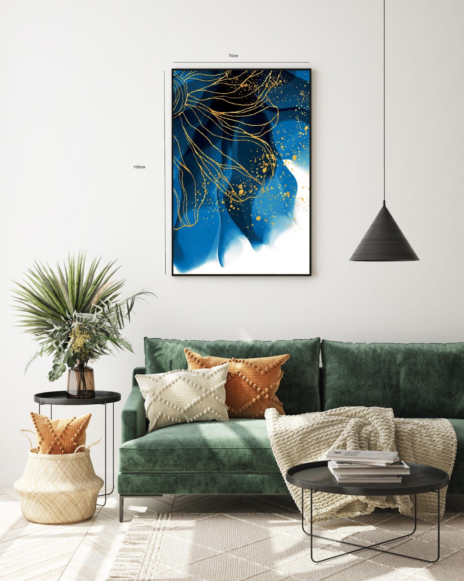 Golden Veins Blue Flow Plakat