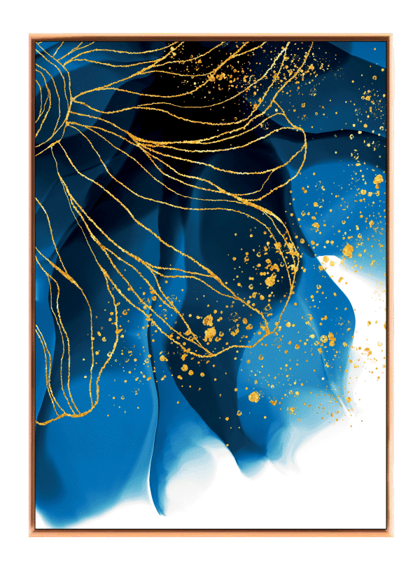 Golden Veins Blue Flow Plakat