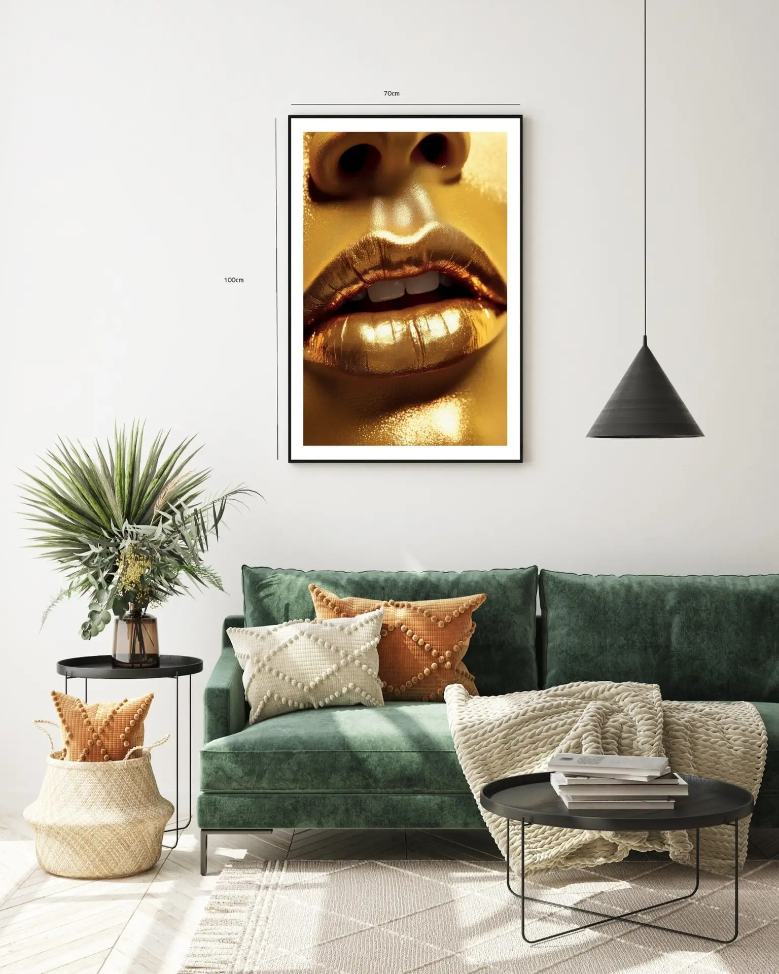 Golden Lip Contours Plakat