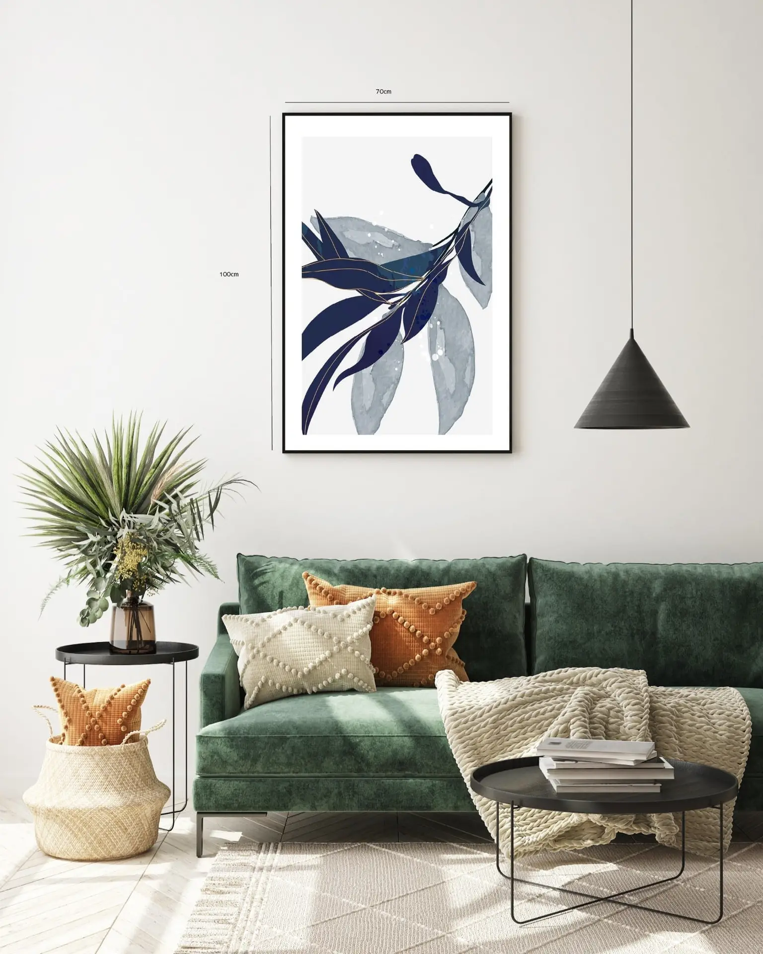 Indigo Leaf Silhouettes Plakat