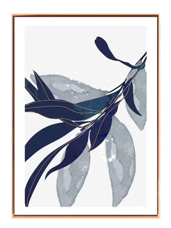 Indigo Leaf Silhouettes Plakat