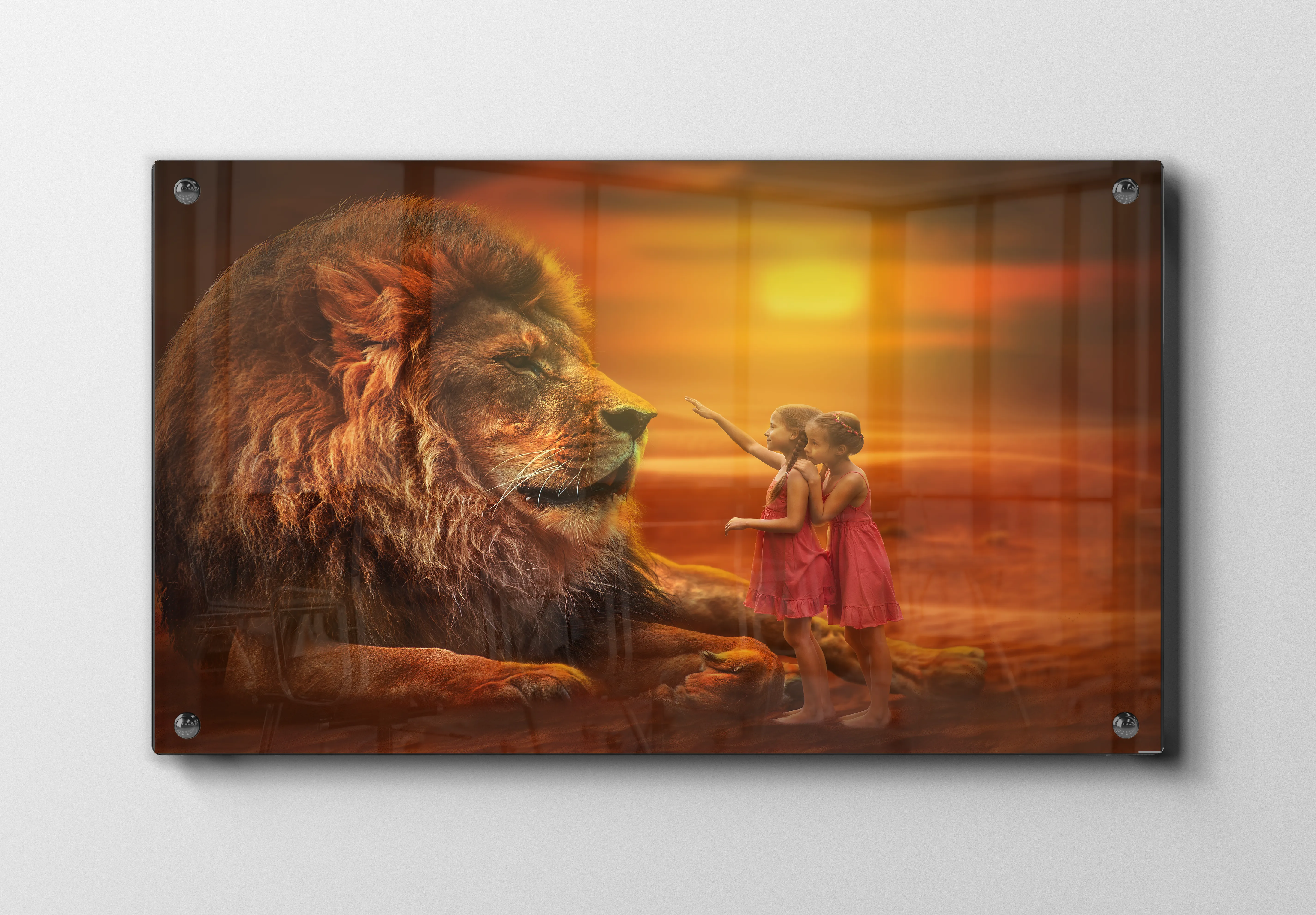 Lion With Children Plakat