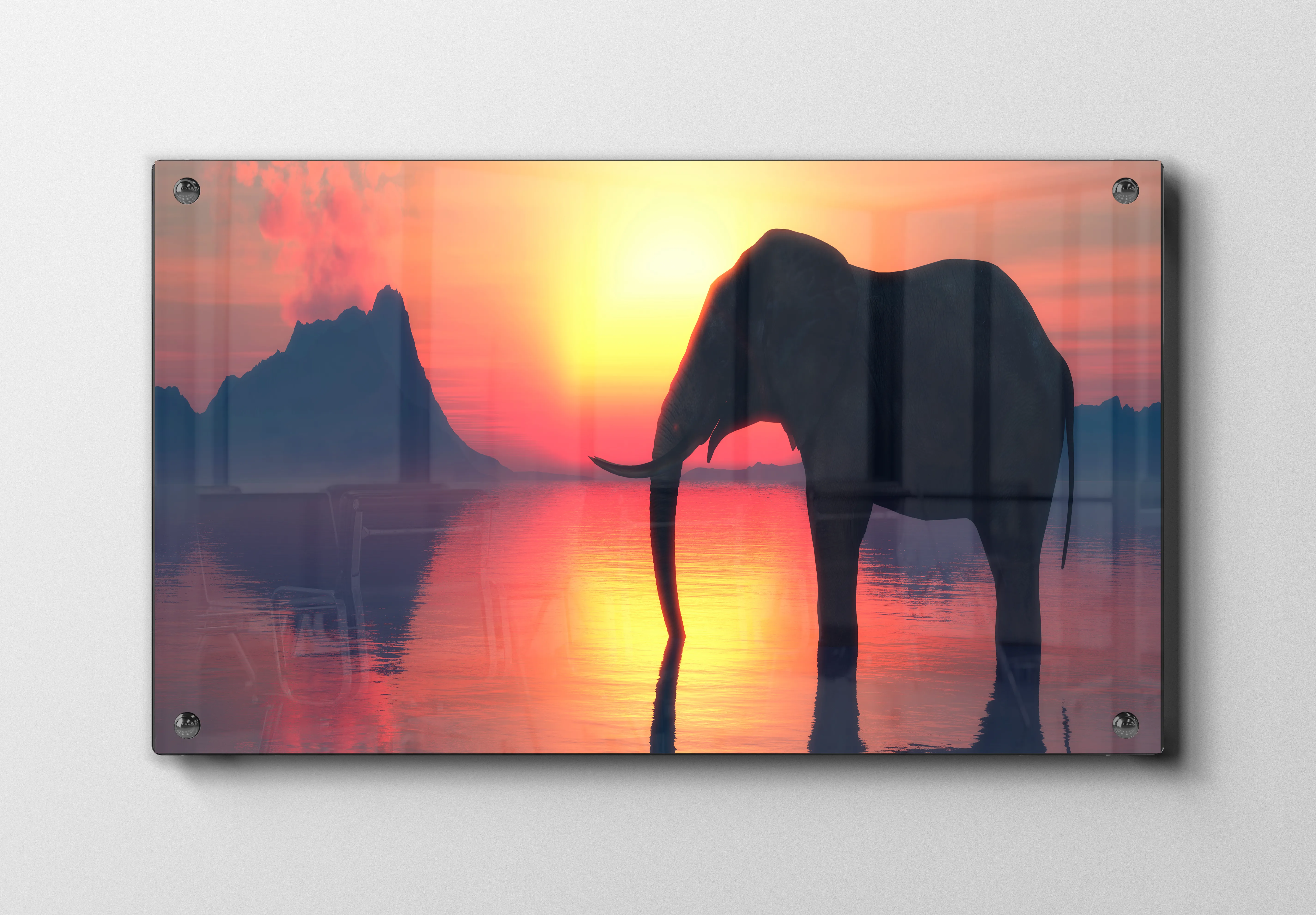 Elephant At Sunset Plakat