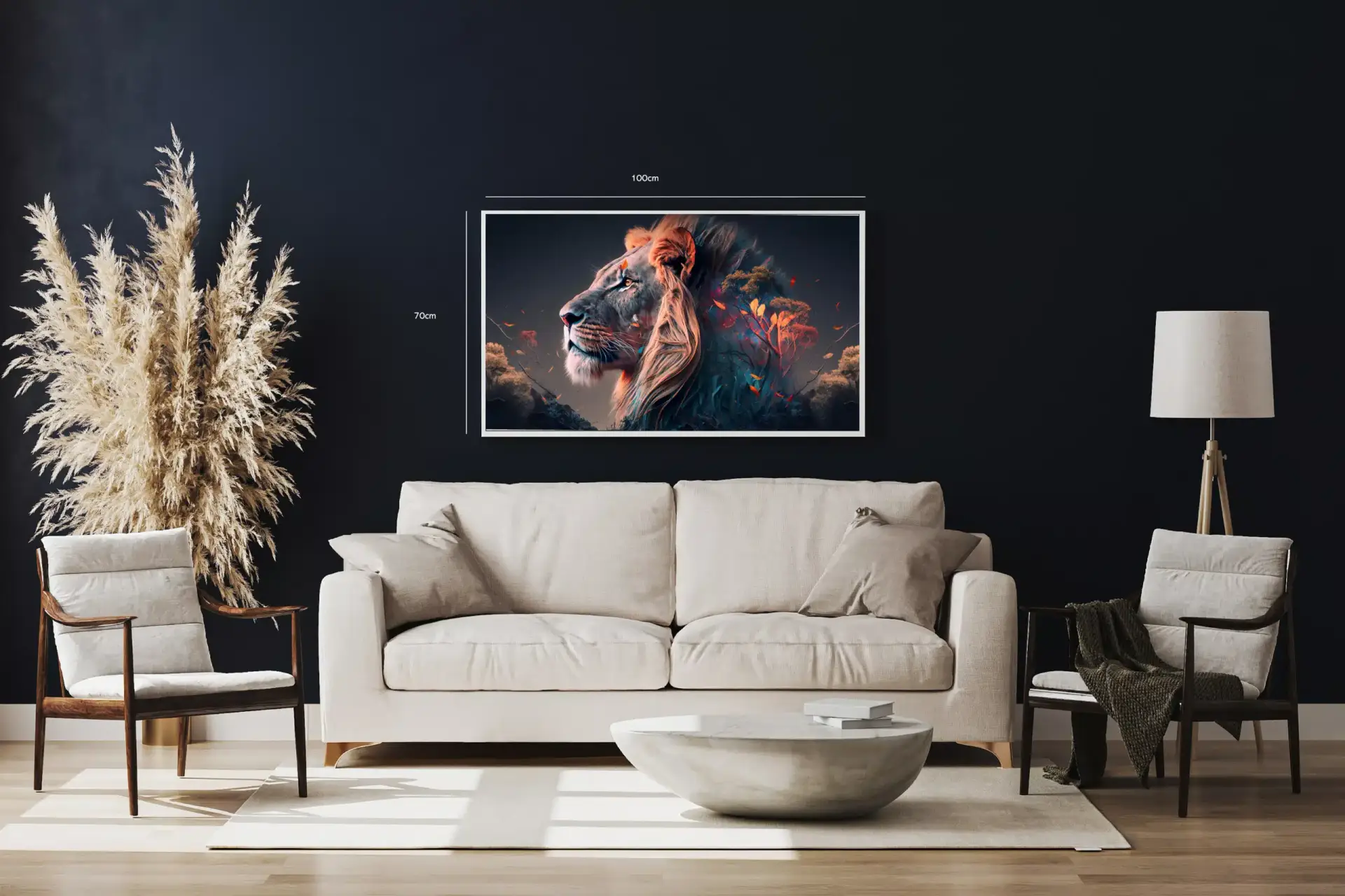 Lion With Autumn Leaves Plakat