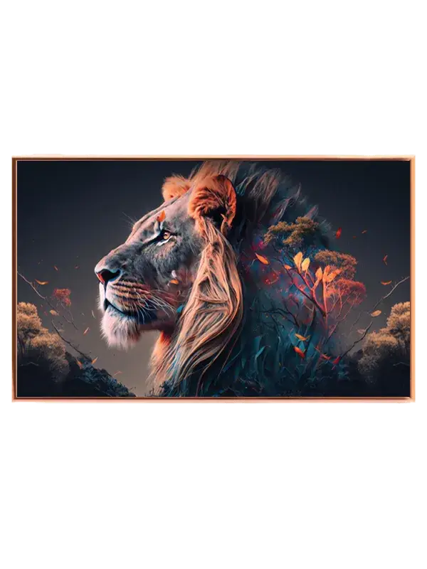 Lion With Autumn Leaves Plakat