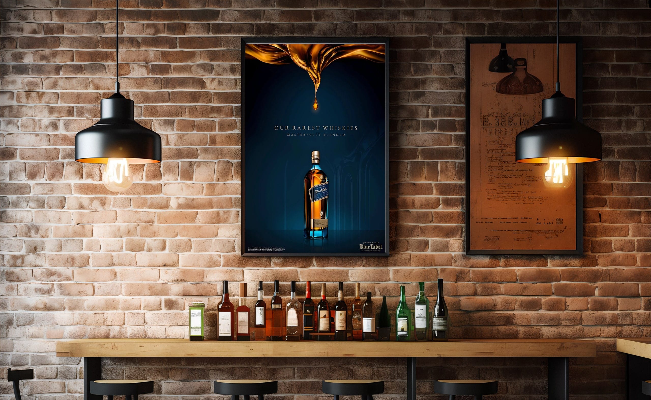 Whiskyflaske dråbe væske med typografi etikette