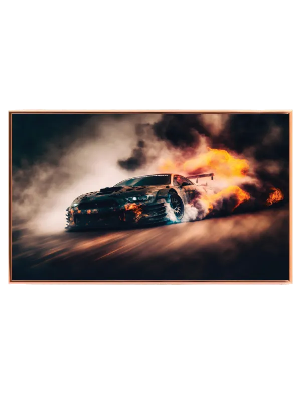 Flammende Driftbil Plakat