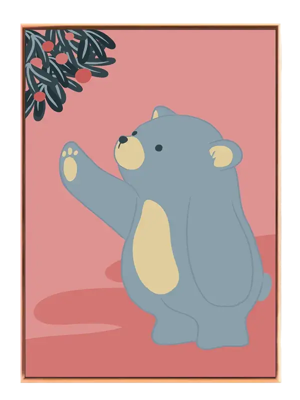 Playful Bear Reaching Berries Plakat