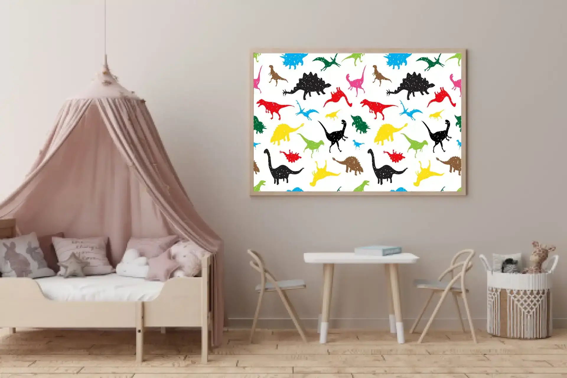 Playful Colorful Dinosaur Parade Plakat