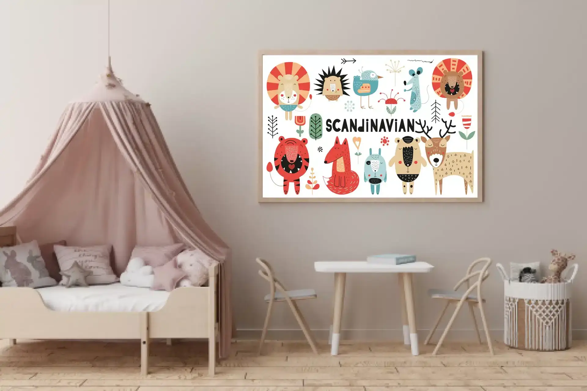 Playful Scandinavian Animal Friends Plakat