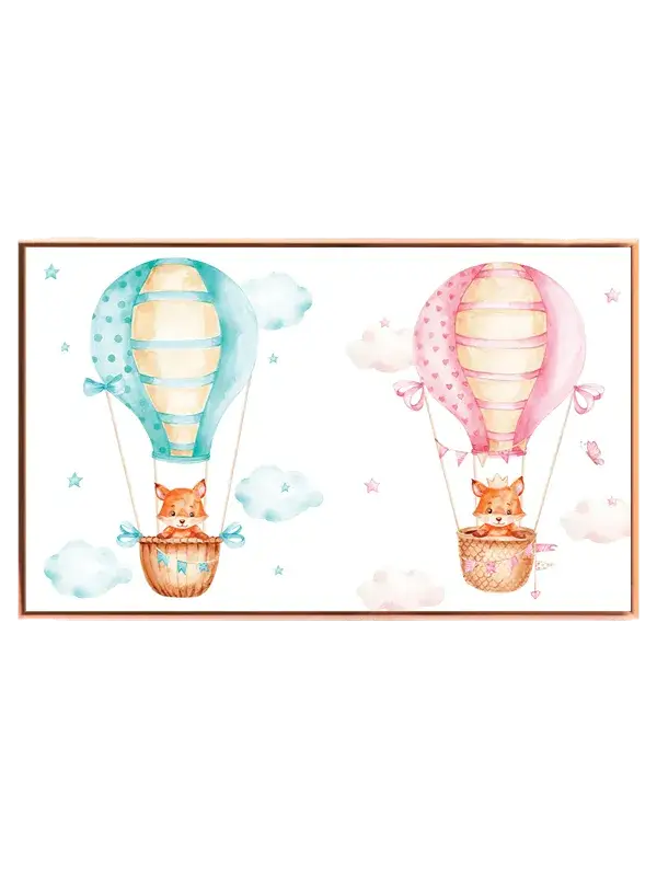 Playful Fox Hot Air Balloon Plakat