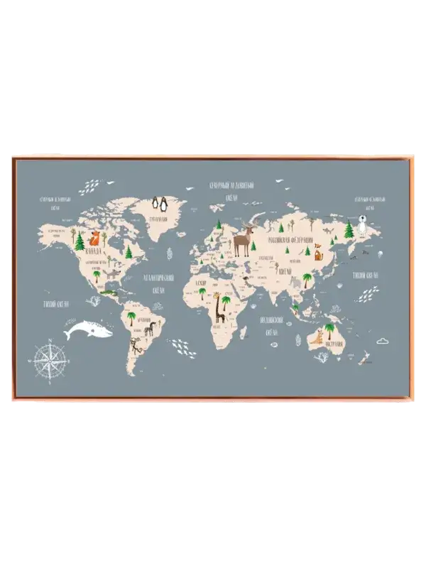 Curious Animal World Map Plakat