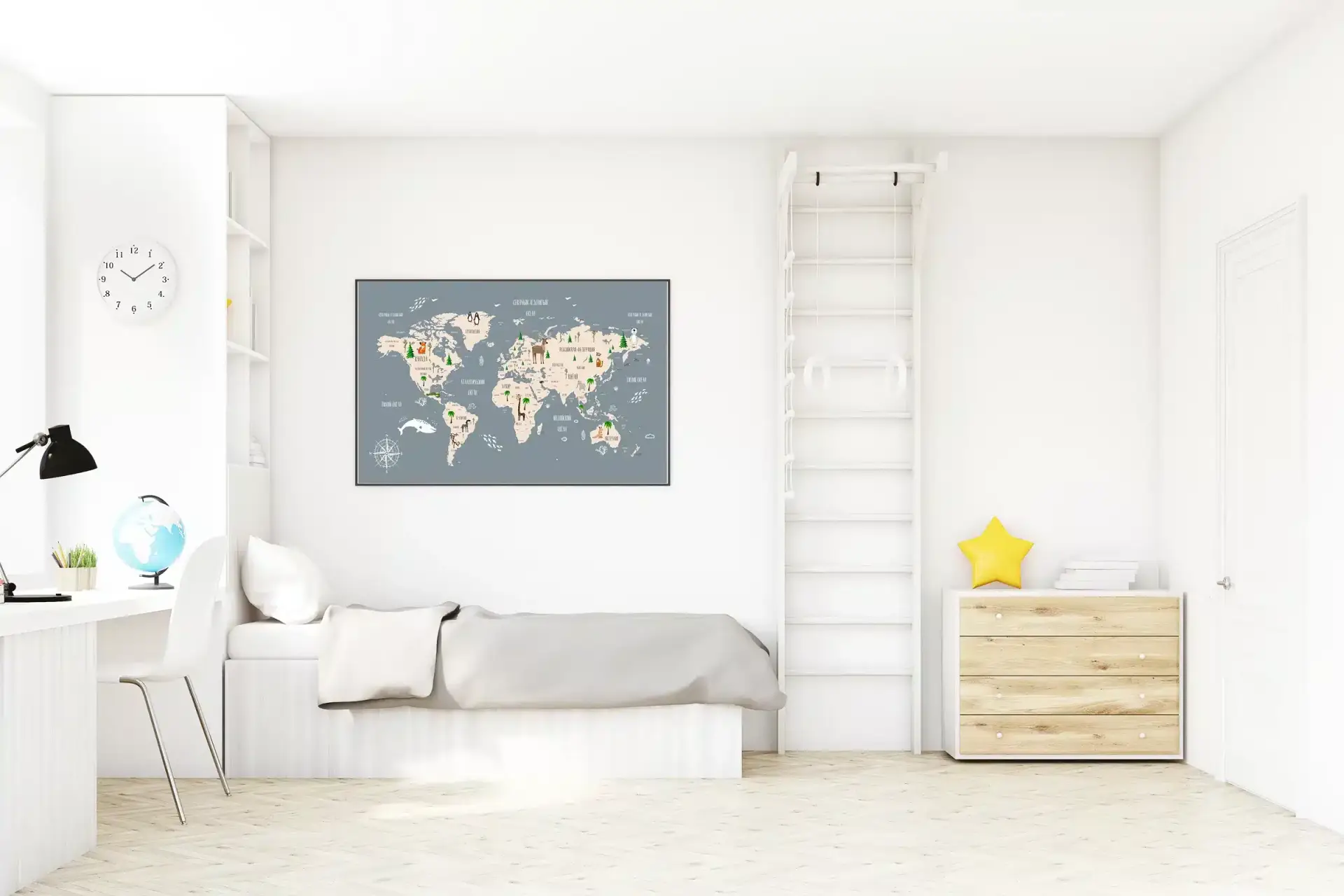 Curious Animal World Map Plakat