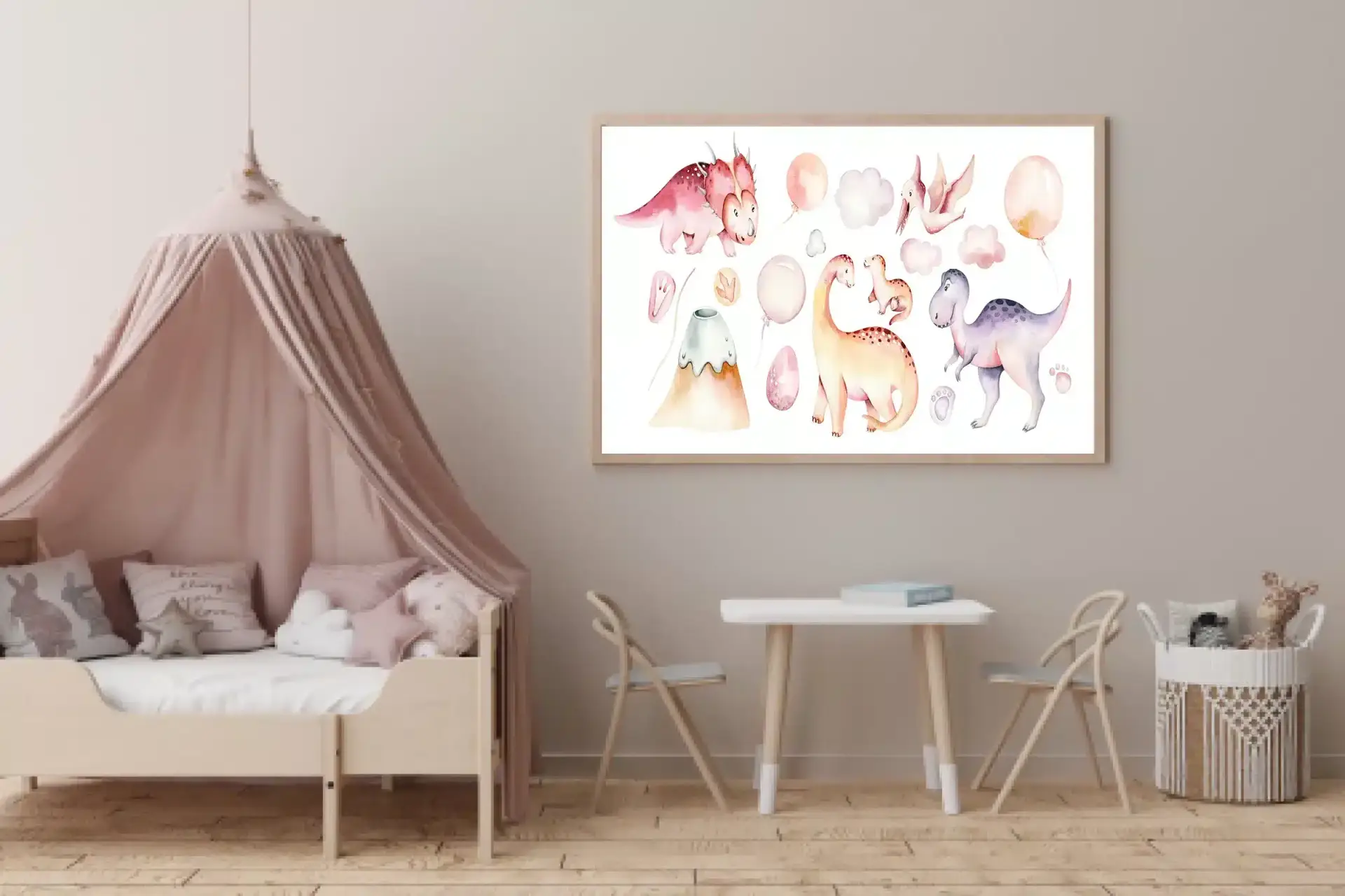 Playful Pastel Dinosaur Friends Plakat